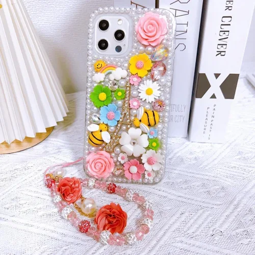 Miniatura 8 de Funda para Samsung Galaxy S22 Ultra Bling con purpurina, diamantes de imitación de cristal de lujo con diamantes de imitación de abeja linda torre