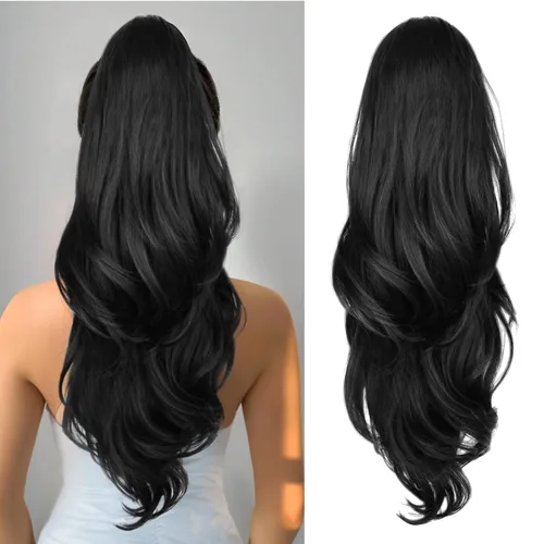 Miniatura 27 de Extensión de cola de caballo rubio, extensión de cola de caballo con cordón de 20 pulgadas para mujeres, extensiones de cabello de cola de caballo