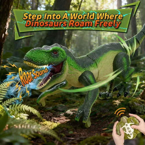 Miniatura 2 de Funbud Juguete de Dinosaurio con Control Remoto para Niños - Regalos de Cumpleaños para Edades 3 4 5 6 7 8 9 10 11 12 Años, RC Dinosaurio Caminante