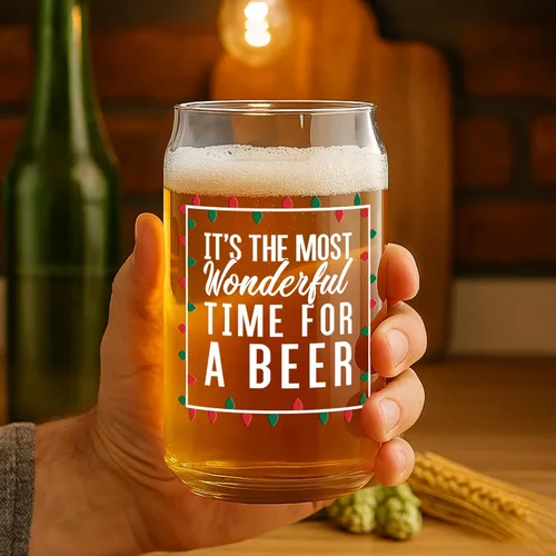 Miniatura 2 de On The Rox El momento más maravilloso para una cerveza: rojo, verde y blanco, vaso de 16 onzas, ideal para hombres y mujeres, vaso divertido