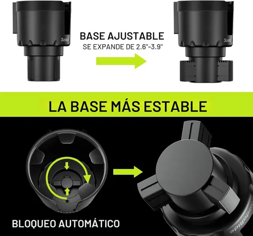 Miniatura 2 de SodaRide Bandeja para portavasos de automóvil, expansor, bandeja de mesa de alimentos desmontable 3 en 1 con base sólida, accesorios esenciales