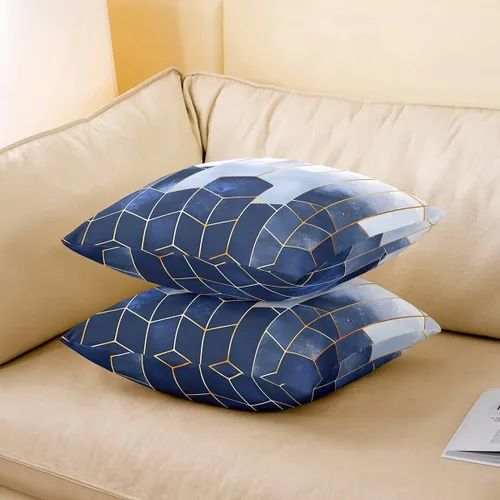 Miniatura 3 de Juego de 2 fundas de almohada de mármol de 16 x 16 pulgadas, fundas de cojín geométricas de mármol con diseño de panal de abeja, fundas de almohada