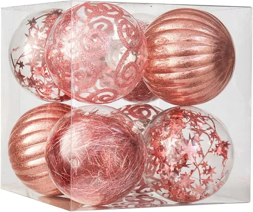 Miniatura 10 de XmasExp Juego de 8 adornos de bolas de Navidad grandes, plástico transparente inastillable, esferas colgantes para árbol de Navidad, relleno
