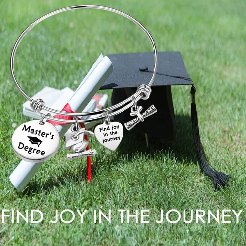 Miniatura 4 de TGBJE Regalo de graduación de maestros, pulsera con texto en inglés Find Joy In The Journey, regalo de graduación universitaria, regalo de maestría