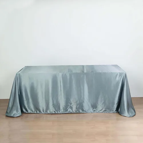 Miniatura 42 de Efavormart - Mantel rectangular de satén, 90 x 132 pulgadas, suave, oblongo, lavable, mantel decorativo de tela sedosa para bodas, fiestas, Plata