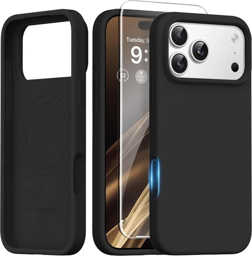 Miniatura 179 de GONEZ Funda de silicona para iPhone 14 Pro Max, compatible con MagSafe, con protector de pantalla + protector de lente de cámara, silicona líquida a