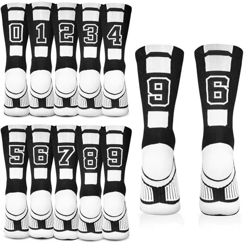 Miniatura 6 de ChalkTalkSPORTS Calcetines personalizados con número de equipo Calcetines deportivos para jóvenes y adultos negros Elige tu número
