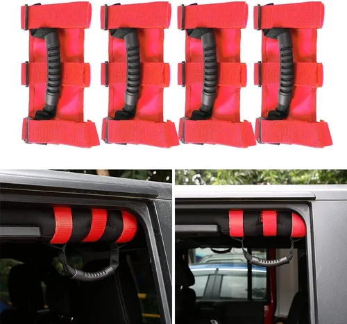 Miniatura 8 de JeCar Asas de agarre de barra antivuelco resistentes compatibles con Jeep Wrangler 1955-2023 CJ YJ TJ JK JL y Gladiator JT Truck, rosa