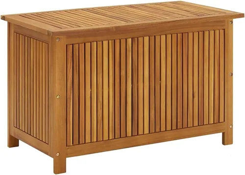 Caja de almacenamiento para patio de 35.4 x 19.7 x 22.8 pulgadas, madera de acacia maciza para patio, jardín, contenedor de almacenamiento al aire