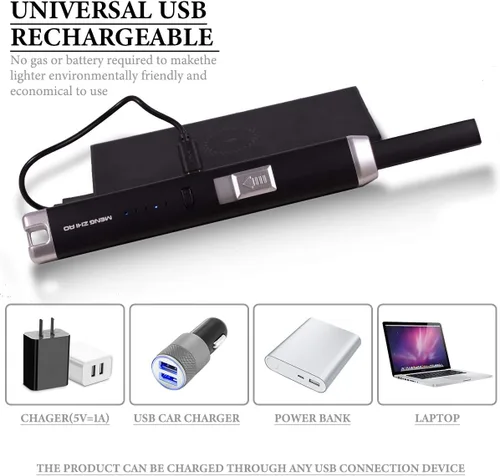 Miniatura 6 de Encendedor de arco de plasma recargable USB con bloqueo de seguridad, indicador de encendido, resistente al viento, negro Negro (balck)