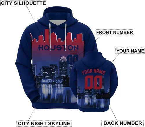 Miniatura 123 de Custom Football Hoodies City Night Skyline Personalized Sweatshirt Name Number Fan Gift Pullover for Men Women Youth