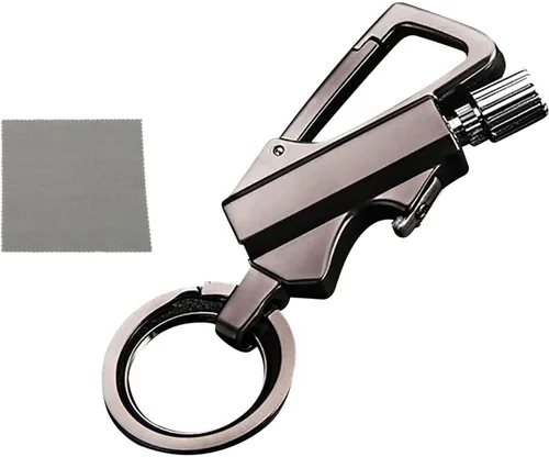 Encendedor infinito permanente, encendedor de llavero con abrebotellas multiherramienta, impermeable y reutilizable, resistente al viento para Negro