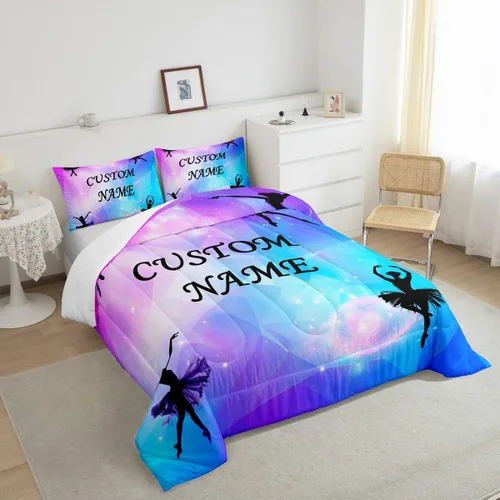 Miniatura 143 de Erosebridal Juego de ropa de cama de princesa de ballet, tamaño Queen, juego de edredón de 3 piezas para niñas bailarinas de ballet, lindo juego