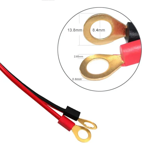 Miniatura 4 de Pinzas tipo cocodrilo para terminales de batería - Pinzas de cocodrilo para batería a cable de arnés de terminal de anillo 2 pines, cable