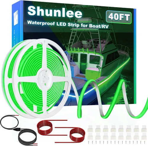 SHUNLEE Luces LED para barco de 40 pies, IP67 COB impermeable, luces LED para pontón, interior de barco para pontón, cubierta, pesca nocturna,