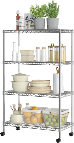 Seville Classics Estantería de Alambre de Acero Sólido Unidad de Almacenamiento Estantes Ajustables Rack Organizador, para Hogar, Cocina, Oficina,