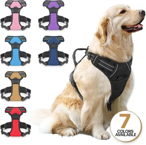 Miniatura 9 de MoNiBloom Arnés reflectante para perro, arnés de chaleco sin tirones con asa, arnés ajustable y acolchado suave para mascotas para perros grandes