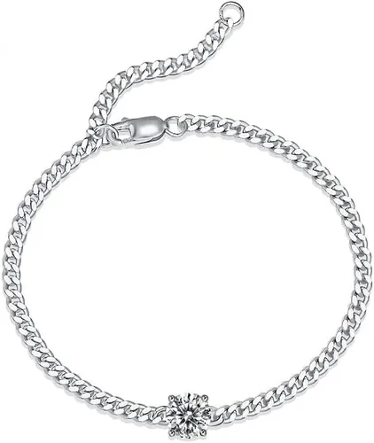 Miniatura 3 de Pulsera solitaria de oropulsera solitaria de biselpulsera flotantepulsera de oro de 14 quilates, pulsera delicadacadena doble