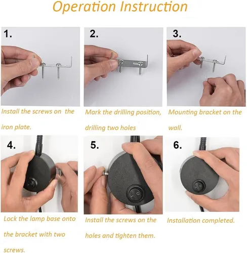 Miniatura 5 de Onerbuy Youngine - Lámpara de pared de cuello de cisne flexible con cable de 5 W, lámpara de lectura de obras de arte, luz de acento, montaje