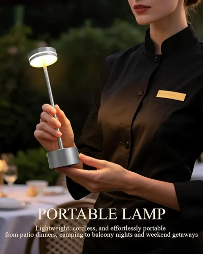 Miniatura 4 de Paquete de 2 lámparas de mesa LED inalámbricas recargables, lámpara de escritorio LED portátil de 5000 mAh, funciona con pilas, luz de mesa