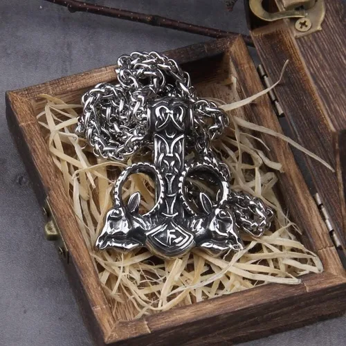 Miniatura 4 de HUVANS - Collar con colgante de amuleto de runa de Thor nórdico con martillo Mjolnir - Cadena King de acero inoxidable