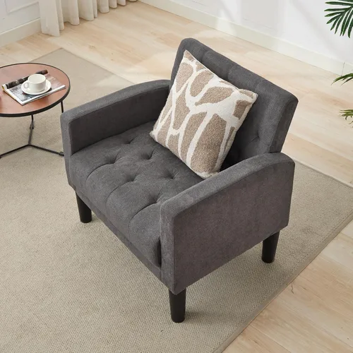 Miniatura 7 de TYBOATLE Sillones de tela de mediados de siglo para sala de estar, cómodo y moderno sillón tapizado para dormitorio, oficina, silla de lectura