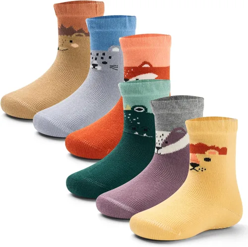 Miniatura 8 de Calcetines de algodón para bebés y niños pequeños con empuñaduras, antideslizantes, 6