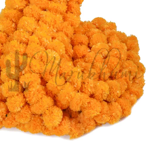 Miniatura 10 de Tira de flores artificiales Marubhumi, 5 unidades de 4,5 pies de largo, flores de caléndulas, guirnalda para decoración Diwali, decoración Amarillo