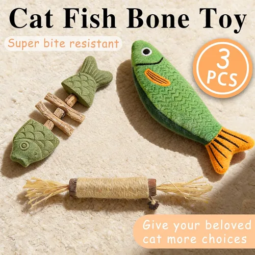 Miniatura 4 de Tensho Purrident Cat Chew Toys 3PCS - Natural Fishbone Catnip Chew Toys and Saury Fish & Silvervine Stick, Dental Chews for Kittens and Cats