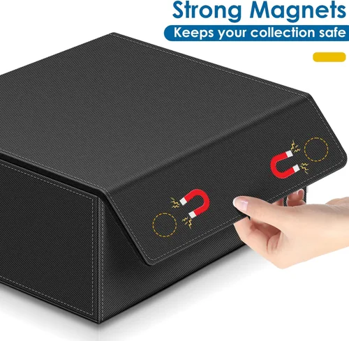 Miniatura 3 de Homthy Caja para mazo de 1800+ cartas para cartas de intercambio, caja de almacenamiento de cartas Commander de cuero con cierre magnético, soportes