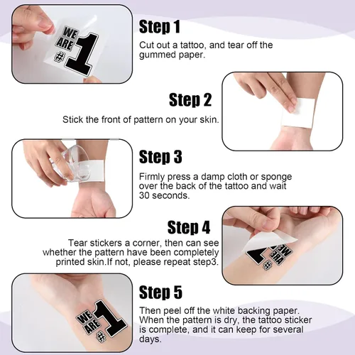 Miniatura 3 de Colarr 180 tatuajes temporales de espíritu de equipo negro de 2 pulgadas, 1.5 pulgadas, cara y cuerpo, pata de equipo, tatuaje de animación