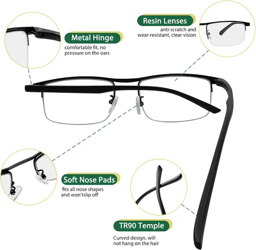 Miniatura 5 de Gafas de lectura progresivas multifocales fotocromáticas para hombre, con protección UV, gafas de sol de transición, antiluz azul, lectores