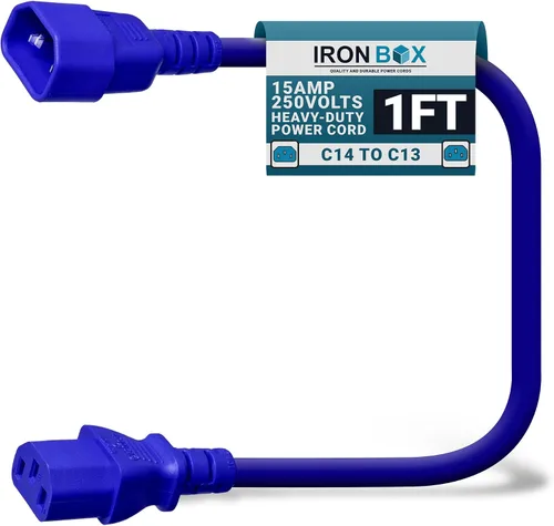 Miniatura 19 de IronBox Electric - Cable de Alimentación C14 a C13 de Servicio Pesado, 15A, 250V, Cable de Extensión para Computadora 14/3 AWG - Cables