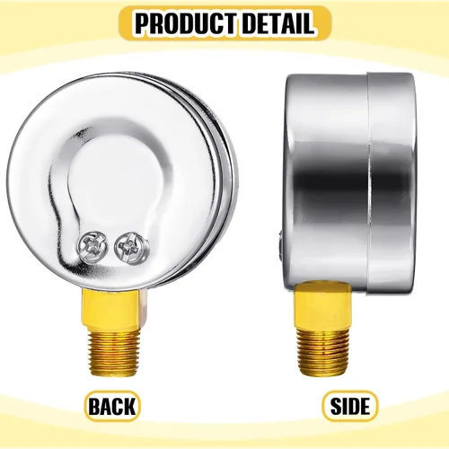 Miniatura 3 de Xuhal 4 Piezas Medidor de Presión de Aire 0-200 PSI - Conexión NPT Macho de 1/8'', Montaje Lateral Inferior, Medidor de Compresor de Aire con Esfera