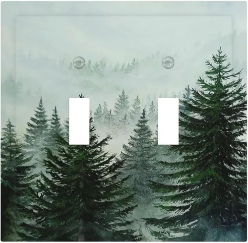 Miniatura 52 de Cubiertas de Tomacorrientes con Paisaje Brumoso de Pinos del Bosque Naturaleza 1 Gang Dúplex Placa Frontal de Receptáculo Eléctrico Cubierta