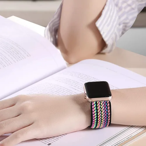Miniatura 4 de Lamshaw Correa de repuesto ajustable de nailon elástica compatible con SKG V7 Smart Watch/TOZO S2 1.732 in Watch/Boean ID207 Watch/GGZZ ID207 Arco