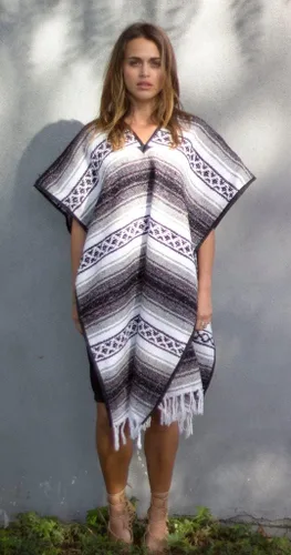 Miniatura 8 de Del Mex Poncho clásico de manta mexicana