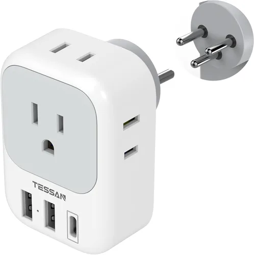 Miniatura 9 de Adaptador de enchufe de viaje europeo USB C, adaptador de enchufe internacional TESSAN con 4 salidas de CA, 3 puertos de carga USB, adaptador