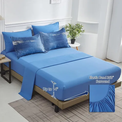 Miniatura 4 de Juego de edredón azul degradado, tamaño Queen, reversible, azul degradado, gris, bohemio, para hombres y mujeres, juego de cama de 8 piezas en una
