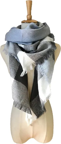 Miniatura 23 de Wander Agio - Bufanda envolvente con diseño a cuadros o triangular para mujer, cálida y larga, de punto, sensación de cachemira, chal