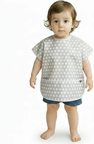 Miniatura 25 de Plie Short Sleeve Waterproof Bib for Toddlers – Easy Clean Feeding Apron for Mealtime, Daycare, Self-Feeding, Lightweight