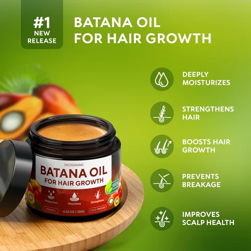 Miniatura 3 de Aceite de Batana para el Crecimiento del Cabello - Aceite de Batana 100% Crudo y Orgánico Sin Refinar - Mascarilla Capilar Prensada en Frío