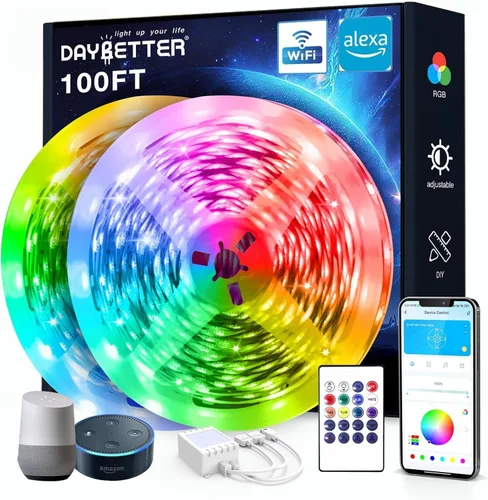 Miniatura 9 de DAYBETTER Luces LED inteligentes WiFi, tira de luces LED RGB de 25 pies compatibles con Alexa y Google Assistant, control remoto por voz