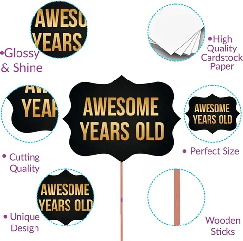 Miniatura 4 de Juego de 29 piezas de accesorios para cabina de fotos de cumpleaños con divertida corona, sombreros, barba y cara feliz, bigote para niños, cabina