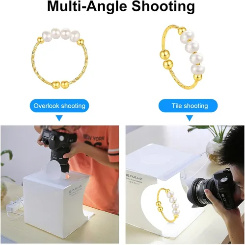 Miniatura 4 de PULUZ Mini Caja de Luz, Caja de Luz de Mesa de 9" para Fotografía, Caja de Luz Portátil de 20 LED para Estudio Fotográfico con Tienda de Campaña y 2