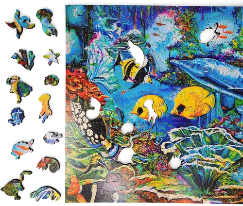 Miniatura 2 de Paquete de madera para adultos, piezas de forma única, fabricado en los Estados Unidos por FoxSmartBox - 333 piezas - Sea World