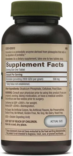 Miniatura 2 de GNC Bromelina de marca natural 500 mg, 60 porciones