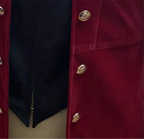 Miniatura 5 de Crubelon - Chaqueta steampunk vintage para hombre, estilo gótico, victoriano, abrigo de levita y uniforme (M, rojo)