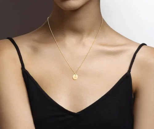 Miniatura 4 de Miabella 925 Sterling Silver or 18K Yellow Gold Over Silver Round Initial Pendant Necklace for Women 18 to 20 Inch Chain, Dainty Letter Necklace