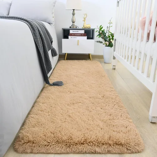 Miniatura 34 de HOMORE Alfombra de pasillo de 2 x 4 pulgadas, alfombra negra para dormitorio, alfombras esponjosas para pasillo, mesita de noche, alfombras largas